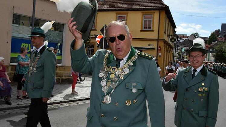 Das Schützenmeisteramt mit Erstem Schützenmeister Erwin Kalb (Mitte) Foto: Andreas Welz