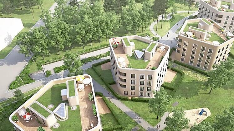Im "Mönchpark" in Würzburg stehen bereits solche Häuser, die auch in Forchheim hochgezogen werden sollen.  Foto: Bauamt