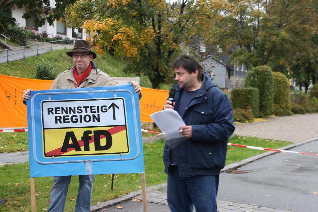 Protest gegen Treffen der "Alternativen Mitte" in Tettau