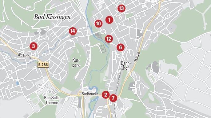 Der städtische Tiefbau plant derzeit 14 Straßen- und Kanalbauprojekte in Bad Kissingen.  Grafik: Dagmar Klumb