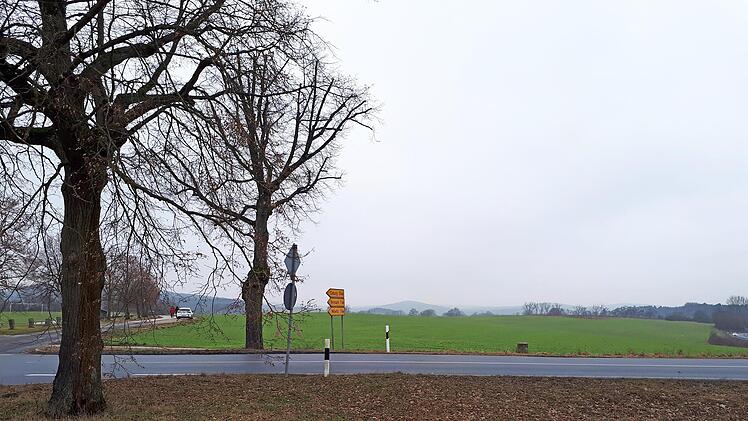 Auf der anderen Seite der Kreisstraße 13 beim Naturdenkmal der Schmölzer Luitpoldlinden (links im Bild) entsteht ein neues Gewerbegebiet. Vor allem produzierendes Gewerbe soll hier angesiedelt werden.