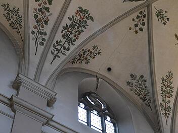 Breite Risse durchziehen das Gewölbe mit dem berühmten Deckengemälde in St. Michael. Foto: Ronald Rinklef