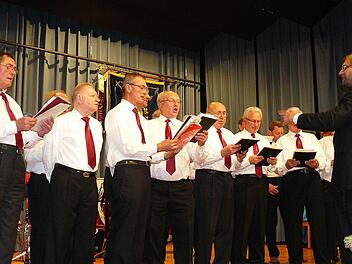 Dirigent Alexander Thern und die Singgemeinschaft Wartenfels-Schwand bestritten den musikalischen Einstieg in den Jubiläumsabend zum 90. Geburtstag beider Vereine. Fotos: Klaus-Peter Wulf
