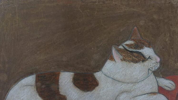 Die liegende Katze hat Engelien 1909 im Alter von 13 Jahren gezeichnet. Erst Jahre später beginnt er mit dem Kunst-Studium in  seiner Heimatstadt Stettin. Foto: Wolfgang Schoberth