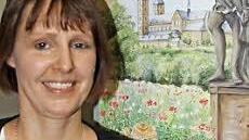 Birgit Mayer vor einem ihrer Bilder.