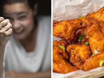 Unzufriedene Kundin wirft mit H&auml;hnchenteilen