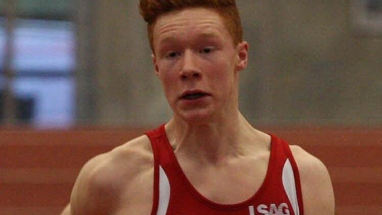 Persönliche Bestleistung: Nick Przeliorz vom TSV Münnerstadt steigert sich im Finale in Hanau über 60 Meter auf 7,22 Sekunden.  Foto: Nürnberger