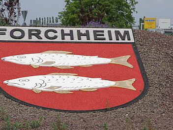 Das Forchheim-Wappen am "Obi-Kreisel" Foto: privat