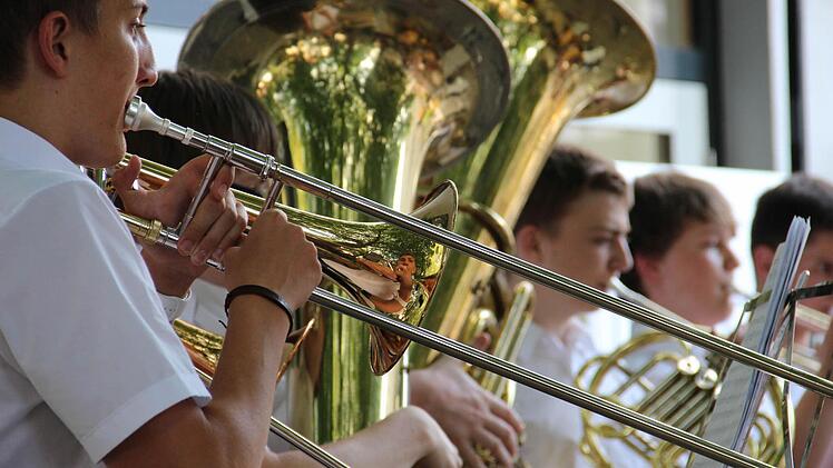Die Blechbläser unter der Leitung von Hubertus Baumann. Foto: Katharina Müller-Sanke