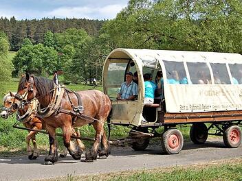 Mit dem Planwagen wurden Dorf und Landschaft erkundet.  Fotos: Sigismund von Dobschütz