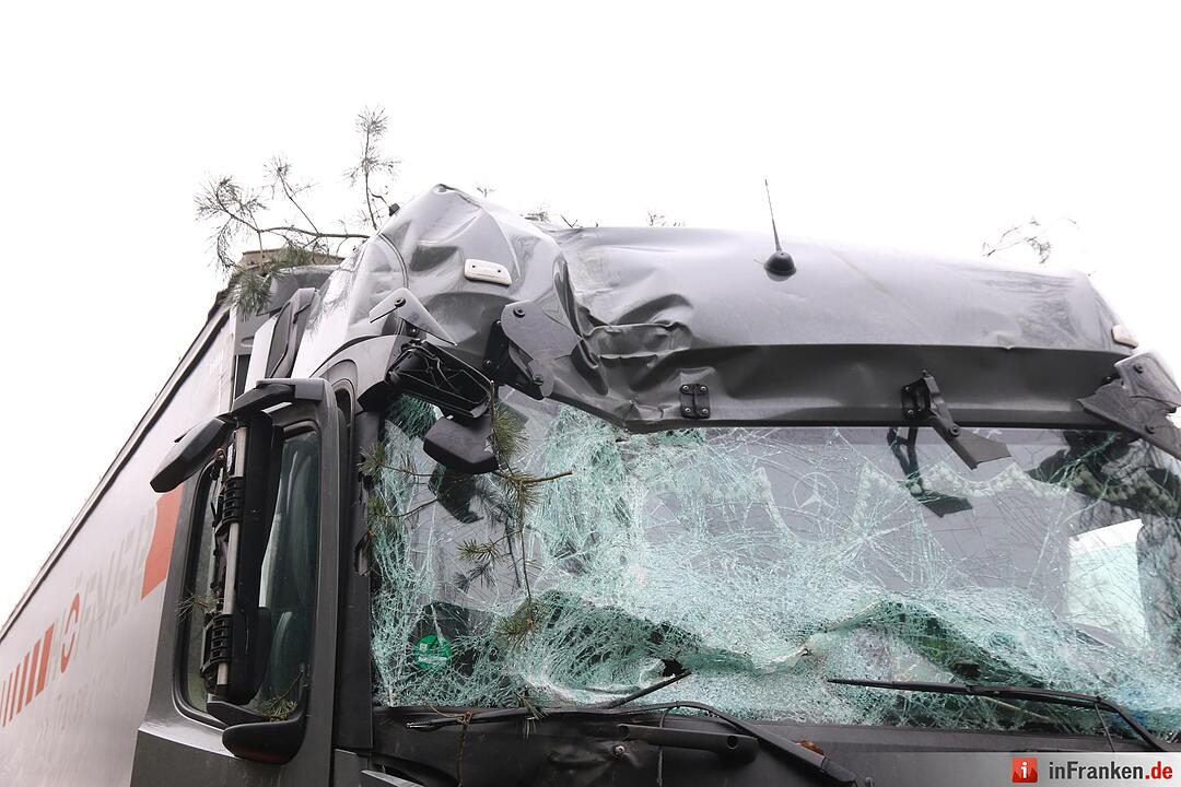 Lkw rast bei Gremsdorf ins Unterholz