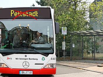 Der Stadtbus in Pettstadt (Fotomontage) wird vorerst ein Wunschbild für die Pettstadter bleiben. Foto: W. Baier/Montage: D. Klumb