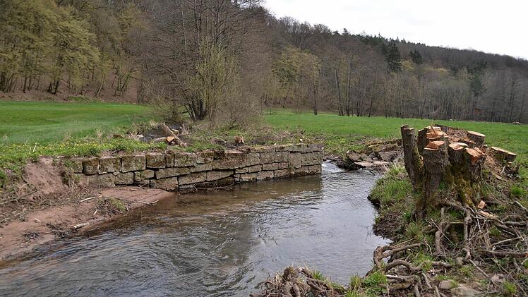 So sah das Bewässerungswehr im April aus. Damals waren bereits die Bäume gefällt und der Bewuchs ringsum entfernt worden. Foto: Kathrin Kupka-Hahn