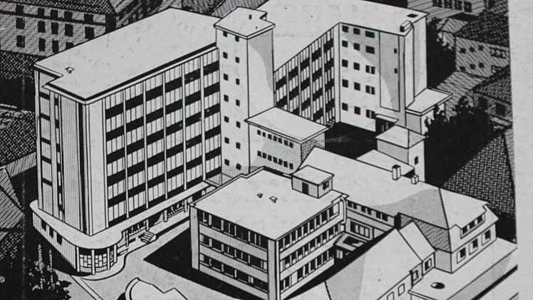 Werbung mit dem Neubauten in Lichtenfels Ende der 1950er-/Anfang der 1960er-Jahre