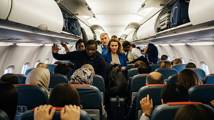 Frühaufstehen im Flugzeug