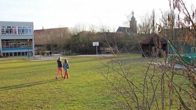 Das neue Eberner Hallenbad soll auf der Wiese nördlich der Realschule gebaut werden. Foto: Eckehard Kiesewetter