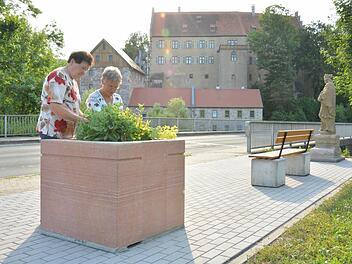 Gestalterisch im Ort aktiv: Brunhilde Hillenbrand, Kassiererin beim Heimat-, Wander- und Gartenbauverein Aschach und die Vorsitzende, Herta Müller (von links), beim Pflegen der Anlagen. Björn Hein