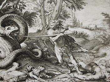 Ein paar Leichen, ein  weitgehend  aufgefressener Mensch  - das war kein Spaß mit den Drachen damals. Hier eine Illustration zu Ovids Metamorphosen nach Hendrick Goltzius. Carolin Herrmann