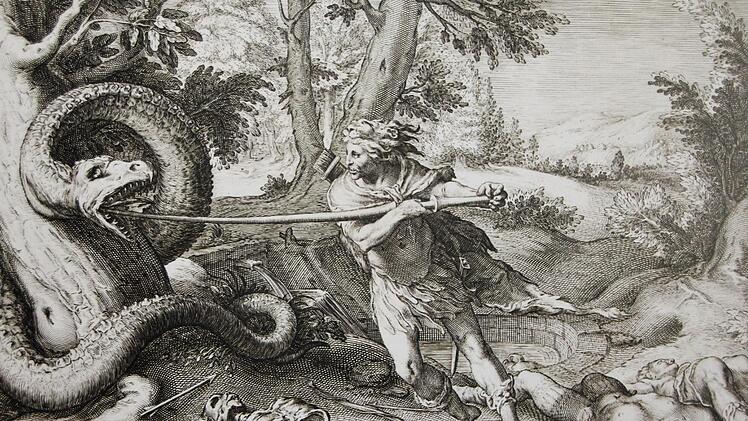 Ein paar Leichen, ein  weitgehend  aufgefressener Mensch  - das war kein Spaß mit den Drachen damals. Hier eine Illustration zu Ovids Metamorphosen nach Hendrick Goltzius. Carolin Herrmann
