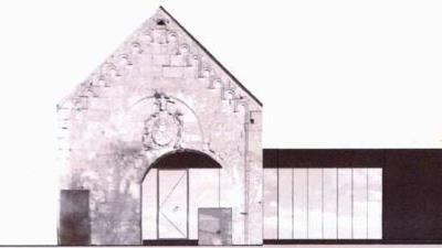 Grafische Darstellung der Katharinenkapelle mit angebautem Dokumentationszentrum, erstellt vom Architekturbüro Schaller