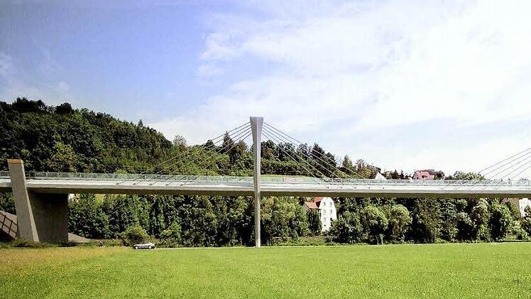 Die Umgehung Untersteinach mit der Talbrücke: Für den Bund Naturschutz eine landschafts- und naturzerstörende Planung. Fotomontage: Bauamt