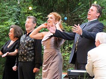 Musikalische Spaßmacher bei der Matinee der Sommeroperette Heldritt (von links): Elfriede Mohrenberger und Bernhard Maxara, Alexandra Reinprecht,  Horst Hubmann, Reinhardt Schmidt. Carolin Herrmann