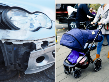 Mutter mit Kinderwagen angefahren