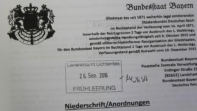Der Kopf des Faxes, das ans Landratsamt Lichtenfels gerichtet ist.
