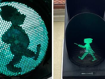 Kuriose Ampelm&auml;nnchen in Franken - Das Sams in Bamberg, Richard Wagner in Bayreuth