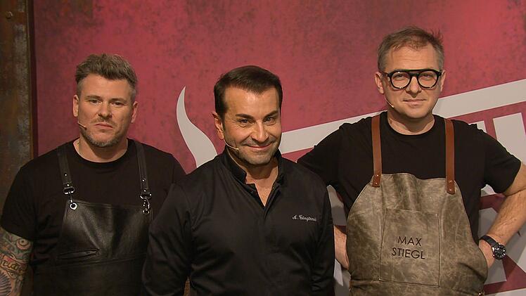Die Sternek&ouml;che Daniel Gottschlich, Ali G&uuml;ng&ouml;rm&uuml;ş und Max Stiegl (von links) forderten Henssler zum Kochcoach-Special heraus.