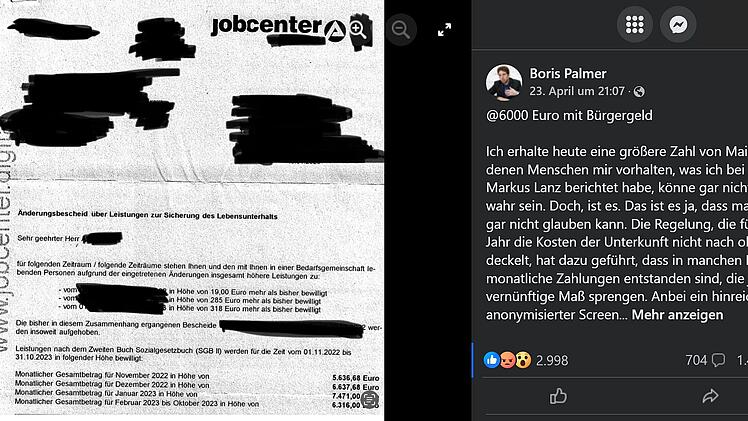 Boris Palmer legt nach Lanz-Talk nach: Bürgergeld-Familie bekam sogar über 7000 Euro