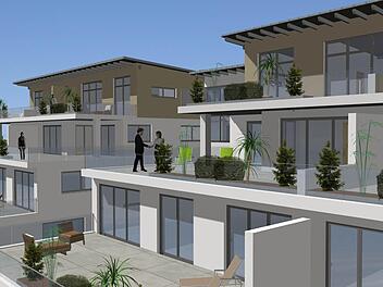 Die großzügigen Terrassen sind eine Besonderheit der Wohnanlage.