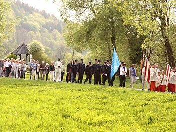 Die Prozession in der sommerlich sonnendurchfluteten Sinnau. Foto: Thomas Dill