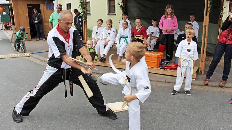Nicht nur asiatisches Essen, sondern auch asiatische Kampfkunst gab es letztes Jahr beim Pommersfeldner Dorffest im Rahmenprogramm. Auf dem Archivfoto ist Trainer Rainer Giel mit einem seiner Schützlinge zu sehen. Foto: Archiv, Seeger