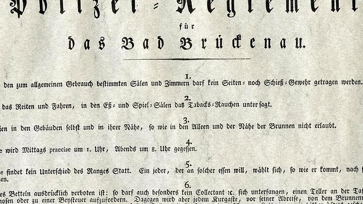 Polizei-Reglement für das Bad Brückenau aus dem Jahre 1804. Repro: Ulrike Müller