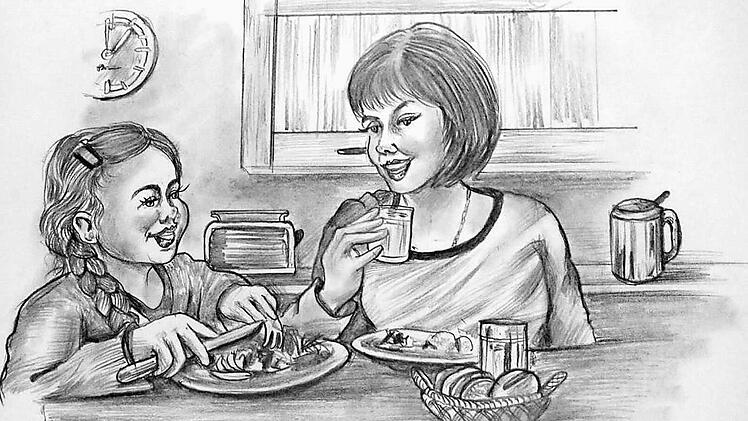 Mit einem neuen Rezept den Tagesablauf verschönern - eine der aussagestarken Illustrationen von Jürgen Schlenz aus Wilhelmsthal Repros: Gerd Fleischmann