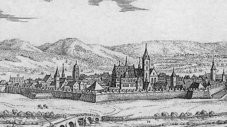 Die berühmte Grafik von Matthäus Merian von 1650 verdeutlicht, was man unter Bollwerk versteht. Die Forchheimer Festungsmauern waren uneinnehmbar für den schwedischen Feind.  Repro: löw