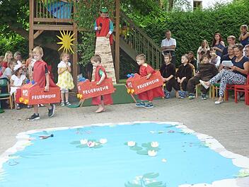 Szene aus dem Kindermusical "Der Sonnenmacher", das beim Sommerfest des Rosenberg-Kindergartens gezeigt wurde. Foto: privat