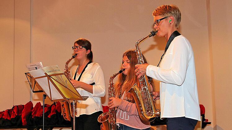 Ein Saxophon-Trio der Musikschule Münnerstadt sorgte für den musikalischen Rahmen bei der Sportlerehrung der Stadt in der Alten Aula. Foto: Dieter Britz