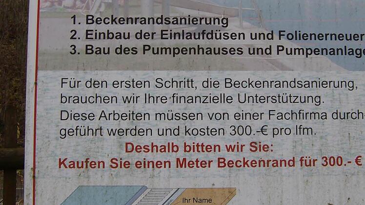 Ein Plakat    erklärt die geplanten  Sanierungsschritte .