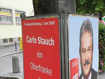 Wenn Bäume hinter Walhplakaten verschwinden (Beispiel aus dem Wahlkampf zur Europawahl in Coburg 2009)Foto: Archiv/Jochen Berger