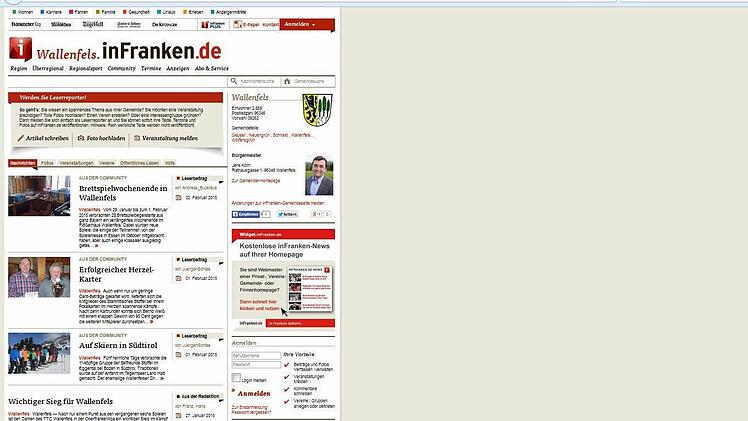 Screenshot der Wallenfelser Seite
