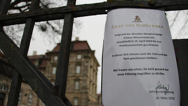 Ausgangsbeschränkung wegen des Coronavirus:  Das Schloss Weissenstein in Pommersfelden ist wie alle Kultureinrichtungen längst geschlossen. Foto: Christian Bauriedel