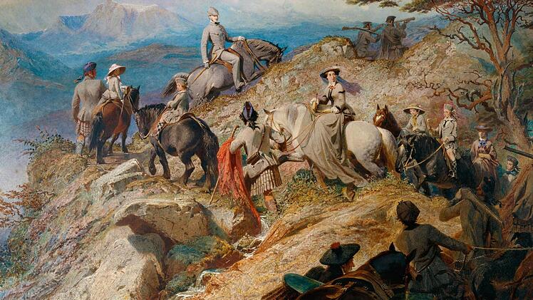 Die königliche Familie beim Morgenritt in den schottischen Highlands: Das Bild von Carl Haag war ein Geschenk von Prinzgemahl Albert an Queen Victoria.