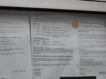 Bekanntmachungen, die längst bekannt sind. Gefunden im Kasten am Haus der Bäuerin in Heubach.  Foto: Kestel