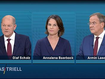Viele Millionen Menschen sahen sich die drei Politiker Olaf Scholz, Annalena Baerbock und Armin Laschet im Fernsehen an.