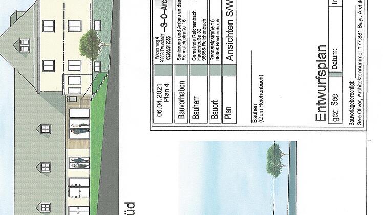 Der Entwurfsplan von Architekt Oliver See für die Sanierung und den Anbau an das Anwesen Rennsteigstraße 16