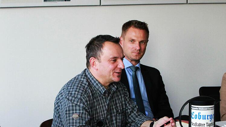 Lokalredakteur Rainer Lutz und Falk Zimmermann aus der Chefredaktion.