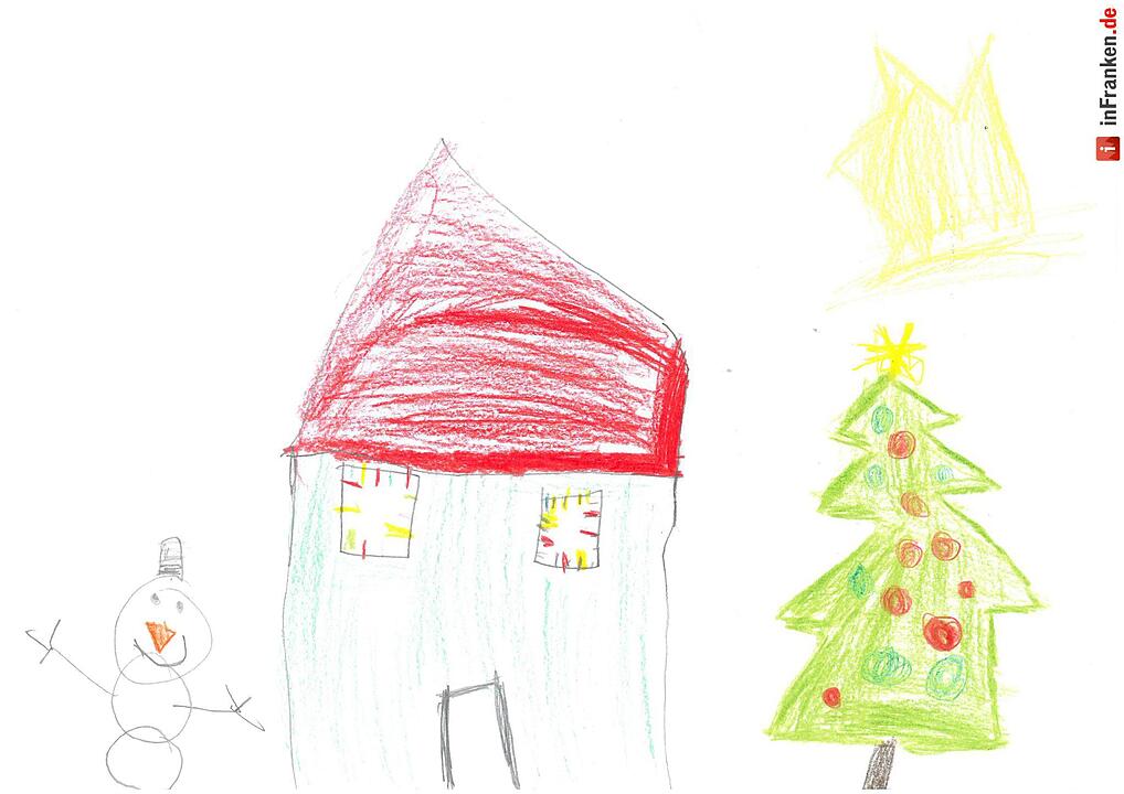 Selbstgemalte Weihnachtsbilder von Kindern aus Franken 2016