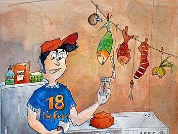 Wenn das Handy nicht weiterhilft: Wie wird aus rohen Karotten ein schmackhaftes Gericht? Eine Veranstaltung des Awo-Mehrgenerationenhauses Coburg hilft bei solchen Problemen.  Karikatur: Susi Rehm-Kroth